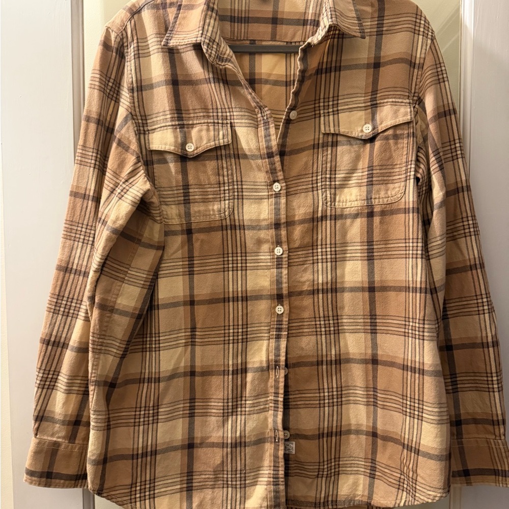 Ralph Lauren Tan and Brown Plaid Shirt